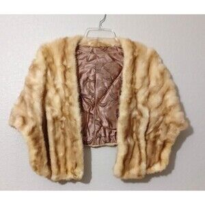 VINTAGE Blonde Mink Stole Scarf Fur Cape Shawl Fur 40's 50's Read !